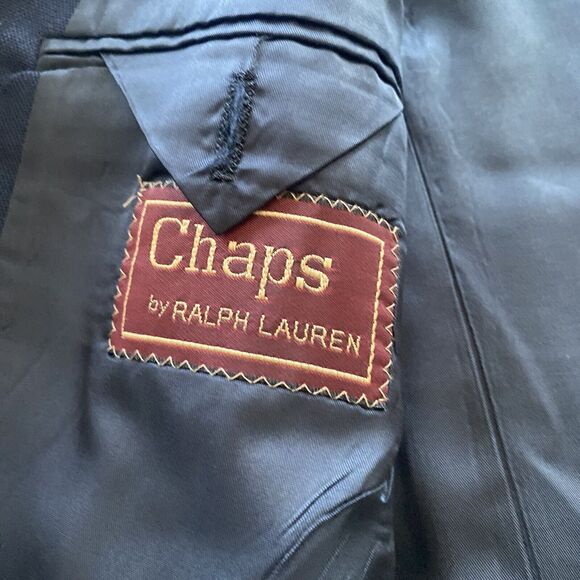 Chaps Ralph Lauren Sport Coat Mens 45 Blue Suit Blazer Jacket Gold Button USA - Picture 13 of 15
